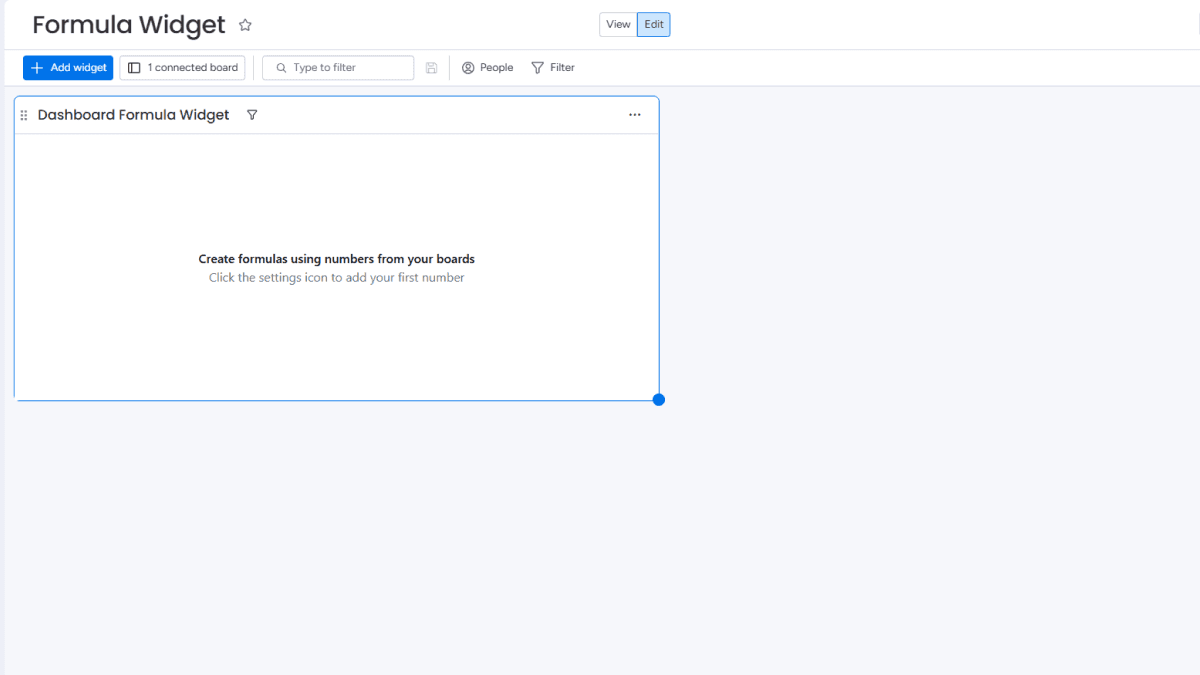 Adding Formula Widget to dashboard