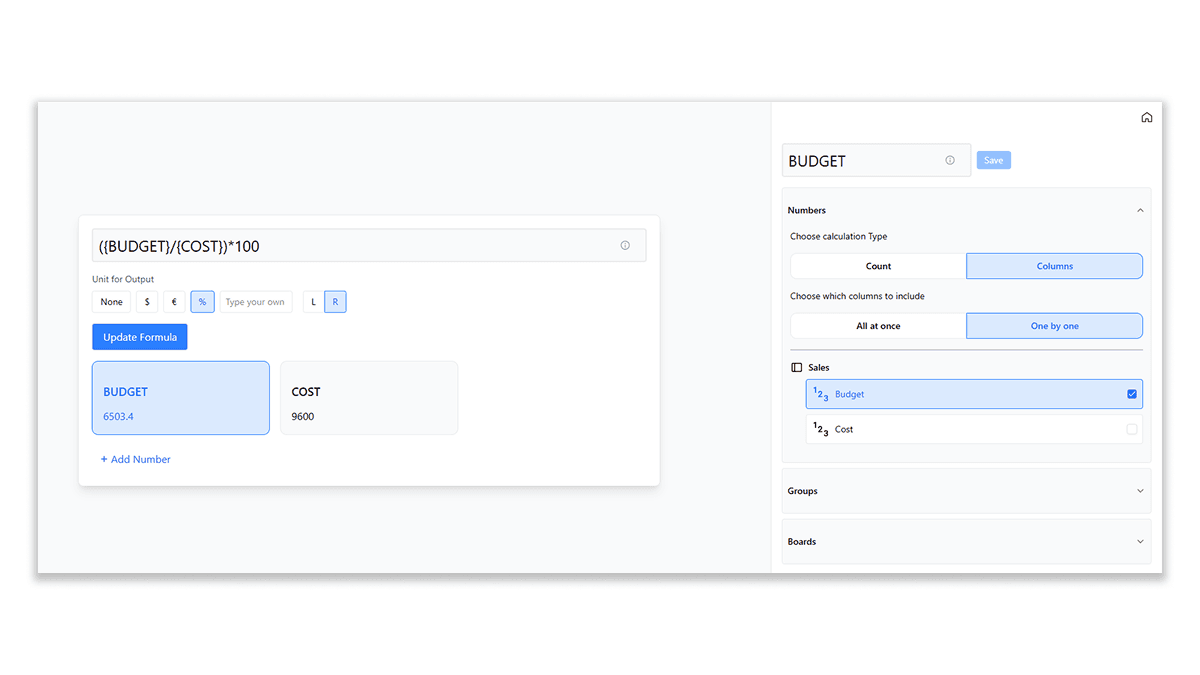 Adding dynamic values to the formula