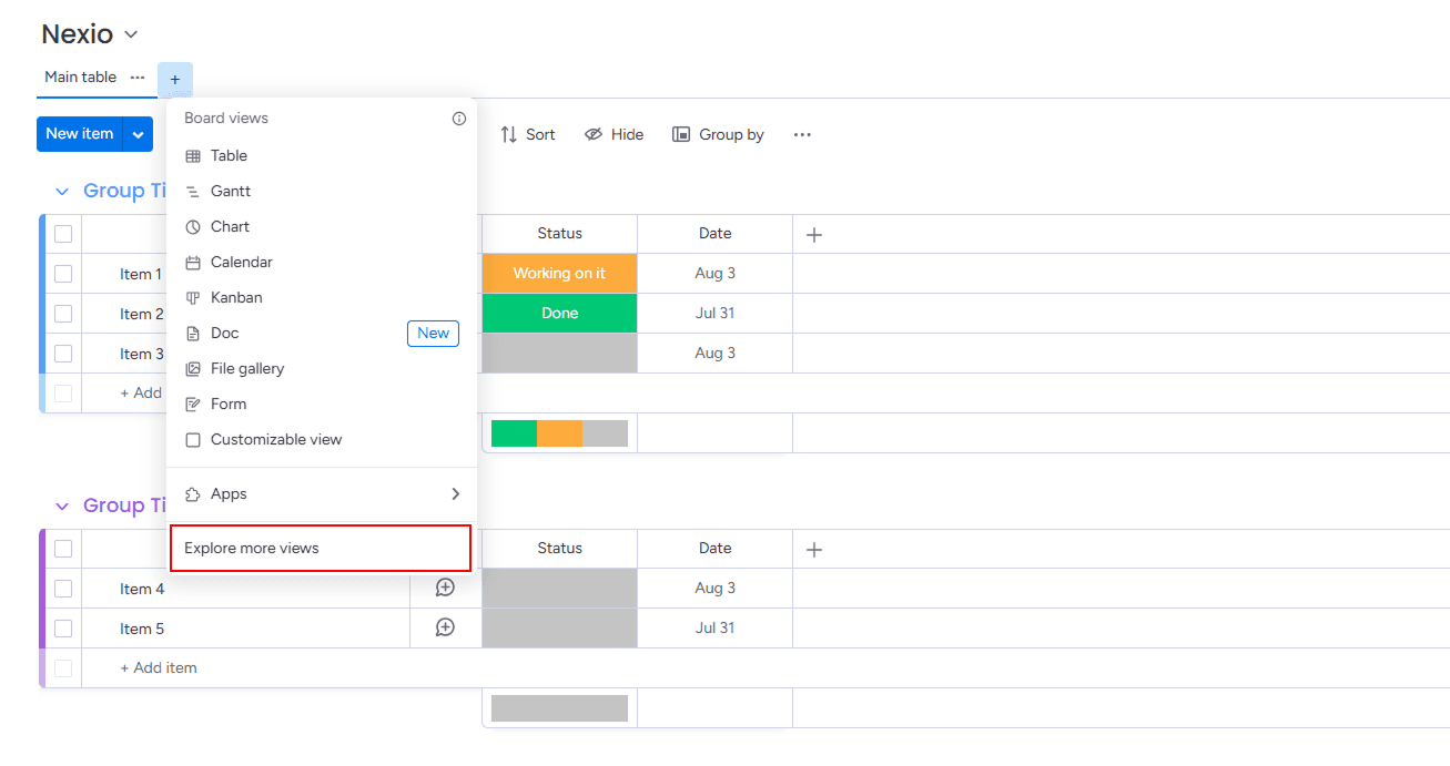 Adding Nexio board view to monday.com - Click to expand