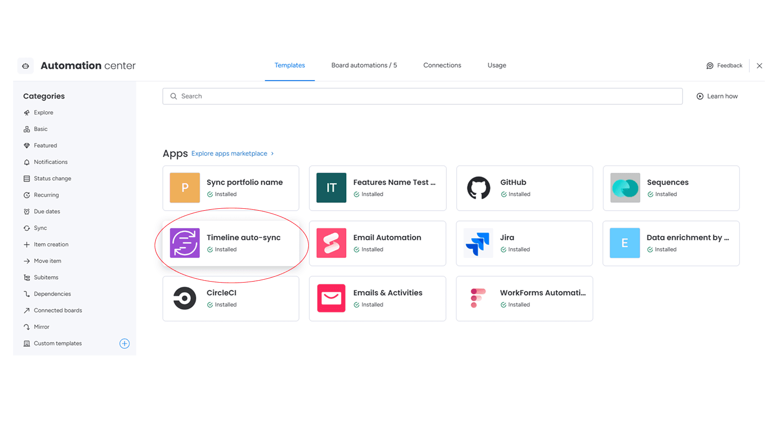 Finding Timeline Auto-Sync in Automation Center